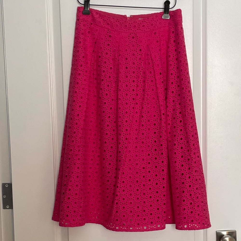Halogen Pink Eyelet Midi Skirt